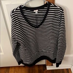 Dressy black and white striped sweatshirt